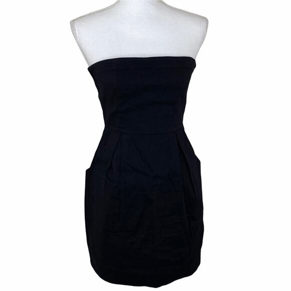 Theory Strapless Linen Sheath Dress Black Size 2 - Picture 1 of 6